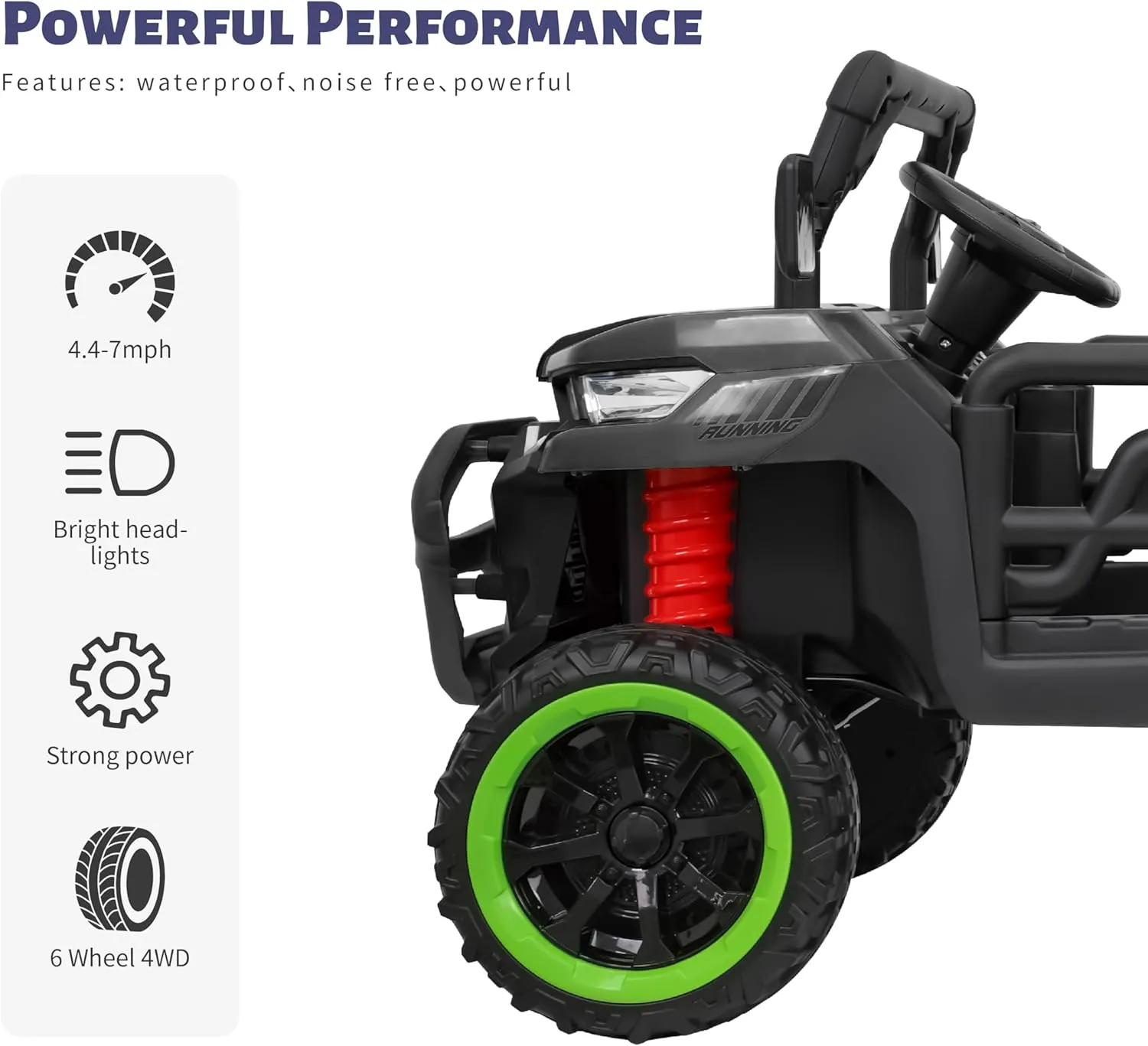 24V 2 Seater Ride On Dump Truck with Remote Control, Electric UTV Car with Electric Dump Bed, 2 Speed 4WD Power Ride Cars 6x6 Wheels Music, Storage Trunk for Boys Girls, Black