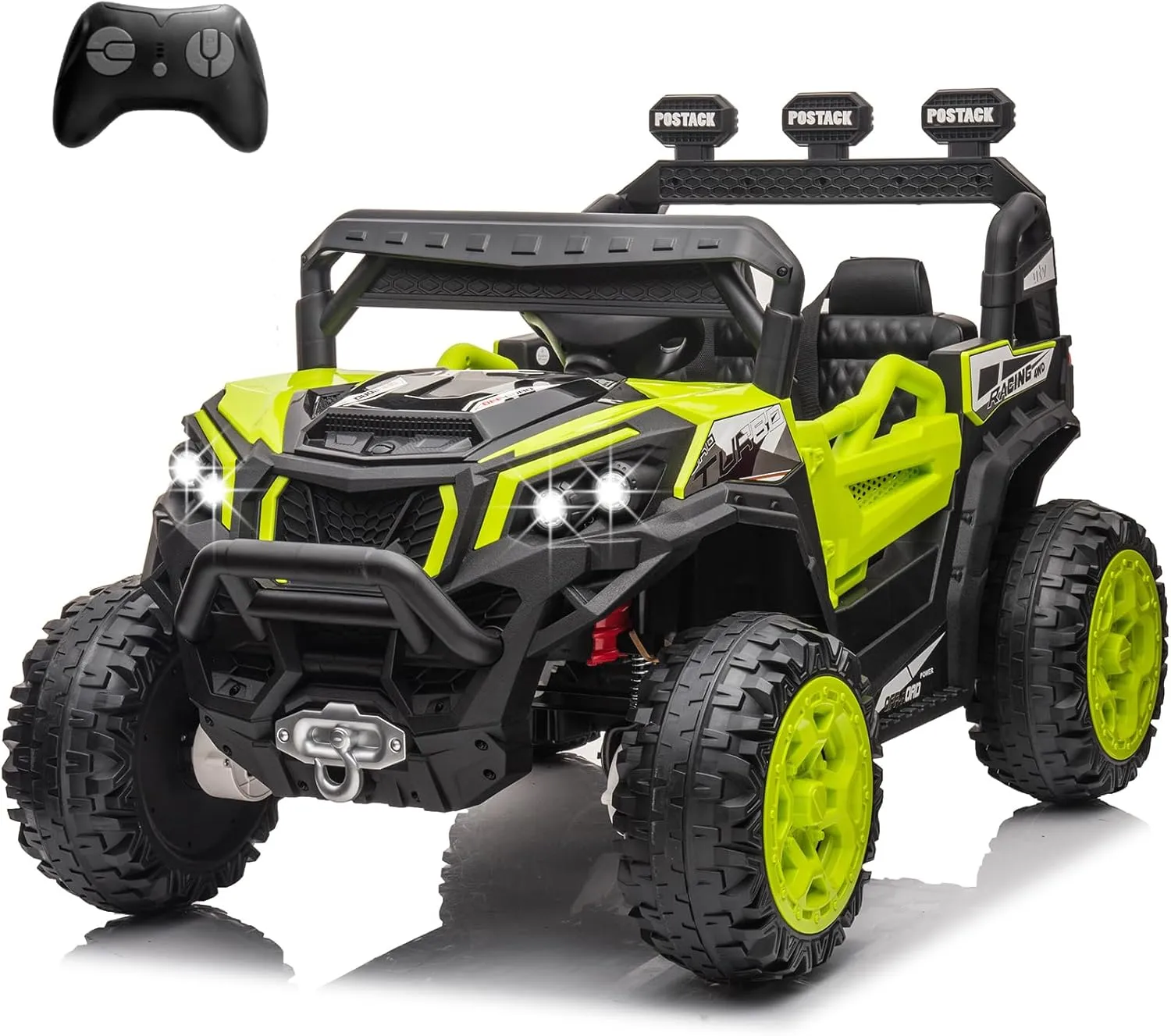 24V Battery Powered Electric Car for Big Kids, 24V Riding Cars for Kids Ages 4-8, Children Car with Bluetooth 3 Speeds LED Lights Storage Trunk, Green
