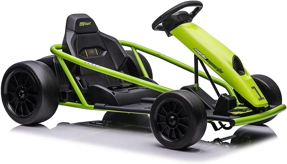 24V Go Kart for Kids 8-12 Years, 300W*2 Extra Powerful Motors, 9Ah Large Battery 8MPH High Speed Drifting with Music, Horn,Max Load 175lbs Outdoor Ride On Toy for Teens,Green