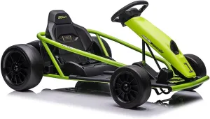 24V Go Kart for Kids 8-12 Years, 300W*2 Extra Powerful Motors, 9Ah Large Battery 8MPH High Speed Drifting with Music, Horn,Max Load 175lbs Outdoor Ride On Toy for Teens,Green