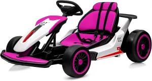 24V Go Kart for Kids, Electric Drift Kart with 2X200W Motor, 7AH Battery, Drift Function, Electric Pedals, and Safety Belt, Outdoor Racing Toy for Boys and Girls Ages 6 