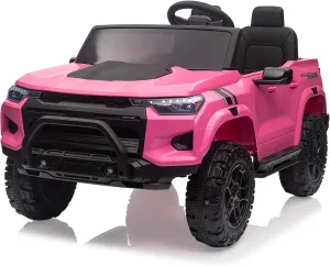 24V Kids Ride On Car 2 Seater Electric Ride On Toy for Toddlers Battery Powered Truck Car with Remote Control, Battery Display, Handle, Trunk, LED Lights, Music (Pink)