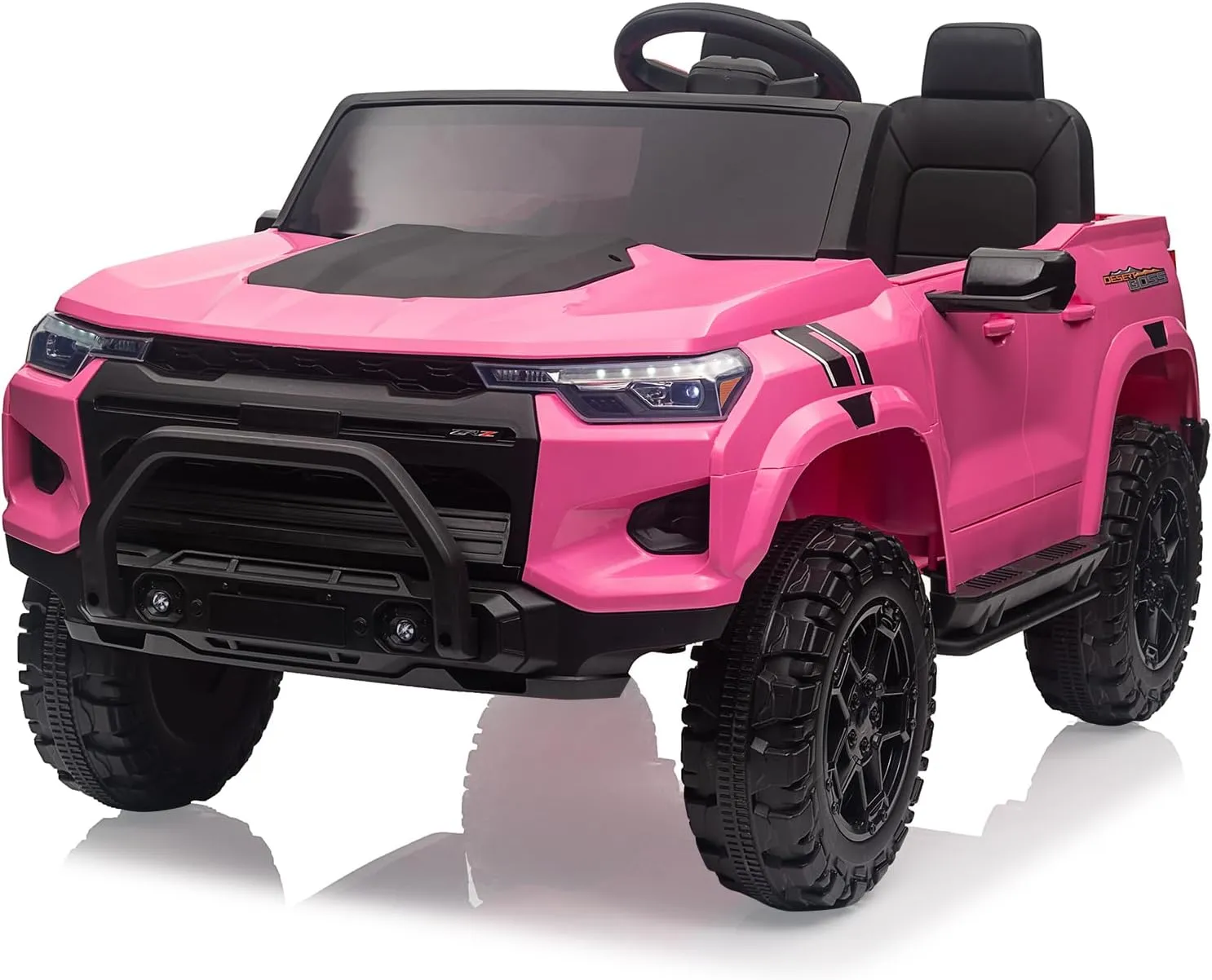 24V Kids Ride On Car 2 Seater Electric Ride On Toy for Toddlers Battery Powered Truck Car with Remote Control, Battery Display, Handle, Trunk, LED Lights, Music (Pink)