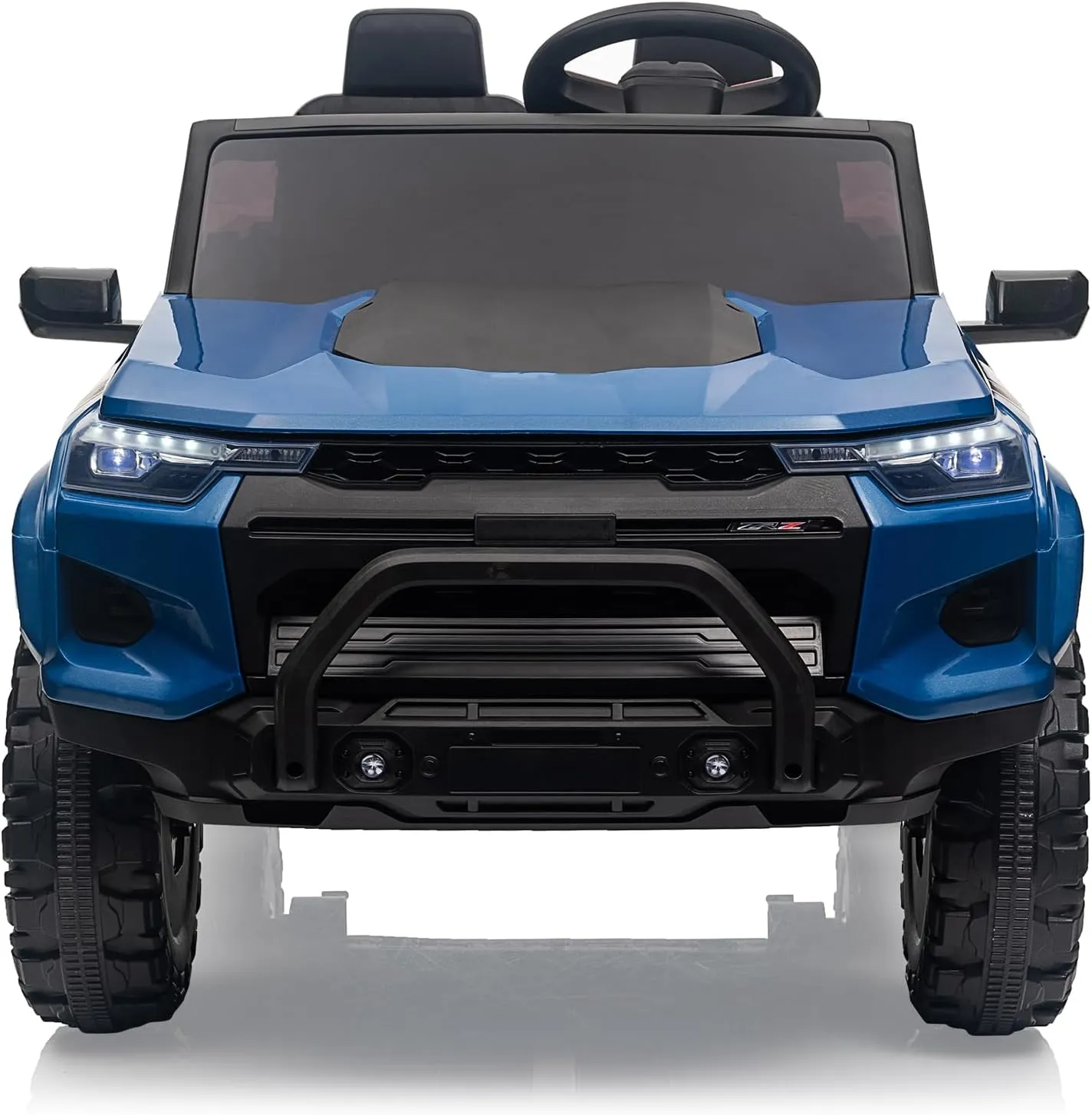 24V Kids Ride On Car 2-Seater Electric Truck for Toddlers Battery Powered Ride On Toy with Remote Control, Battery Display, Handle, Trunk Storage, LED Lights, and Music, Blue