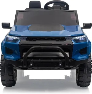 24V Kids Ride On Car 2-Seater Electric Truck for Toddlers Battery Powered Ride On Toy with Remote Control, Battery Display, Handle, Trunk Storage, LED Lights, and Music, Blue