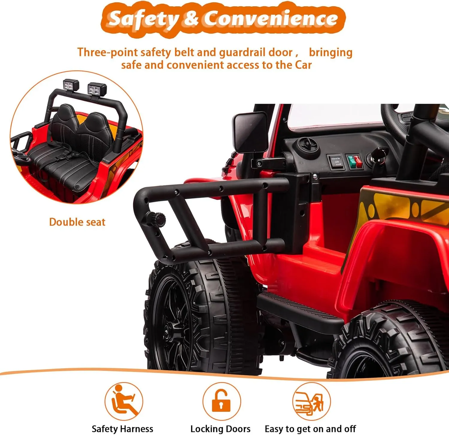 24V Ride On Car for Kids,2 Seater Electric Truck with Remote Control, 4x45W Powerful Engine, Battery Powered Ride On Toys for Kids, 4WD/2WD Switchable, Led Headlight & Music Player, Red