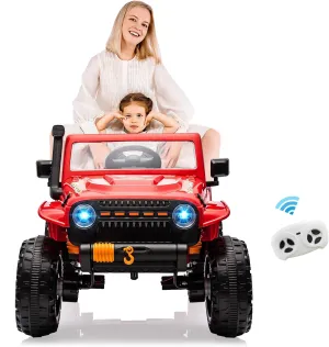 24V Ride On Car for Kids,2 Seater Electric Truck with Remote Control, 4x45W Powerful Engine, Battery Powered Ride On Toys for Kids, 4WD/2WD Switchable, Led Headlight & Music Player, Red
