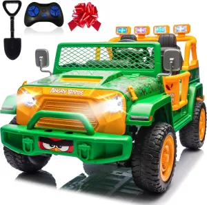 24V Ride on Toys for Big Kids, Licensed Angry Birds 2 Seater Ride on Cars with Remote Control, Battery Powered Electric Vehicle w/3 Speeds, 4 Wheeler Suspension, Soft Start, Bluetooth