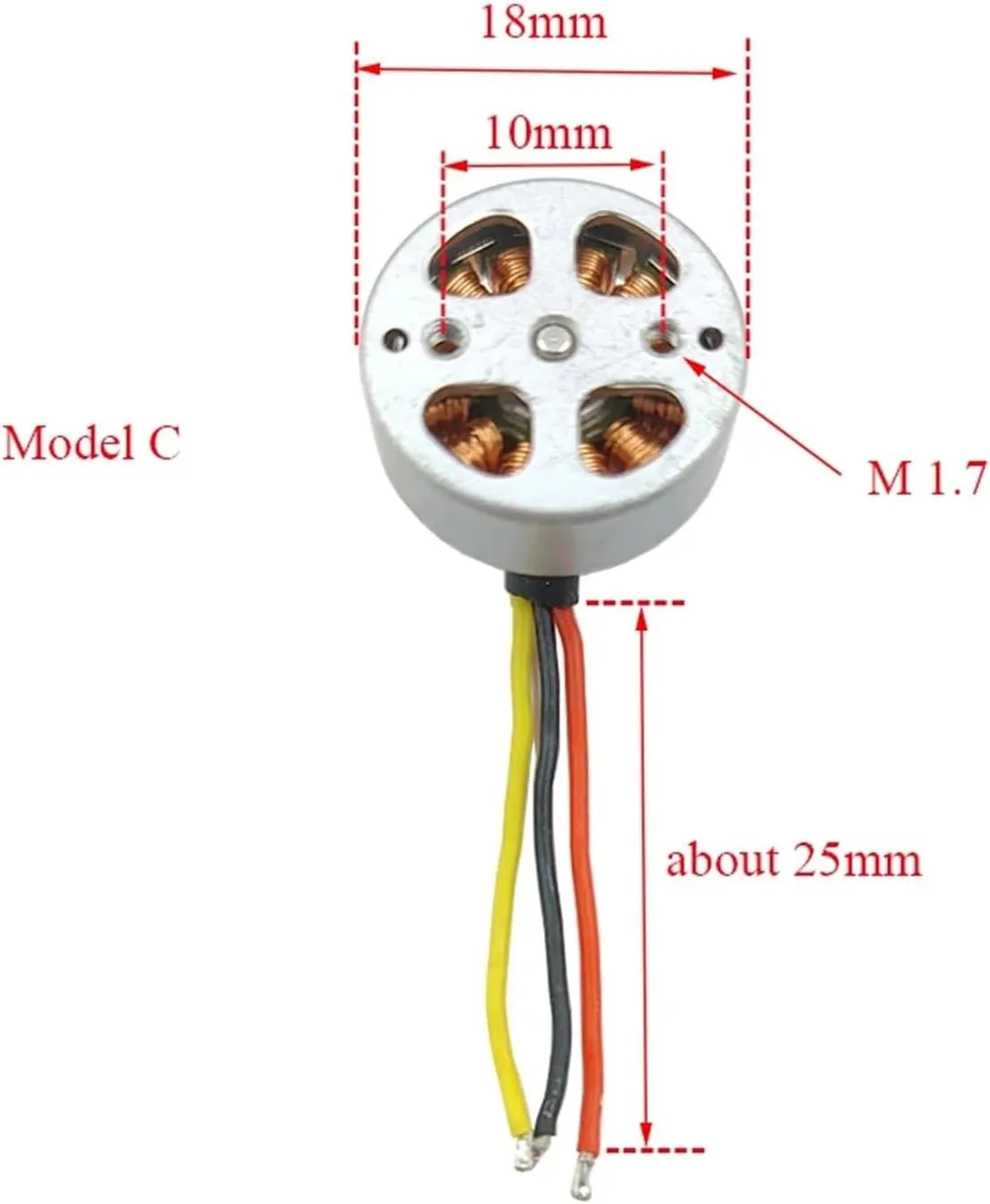 2500KV Mini 18mm 3-Phase Brushless Motor 2S-3S High Speed Engine Propeller Set for RC Drone FPV Quadcopter UAV Aircraft Model(Model C ONLY Motor_2S-3S)