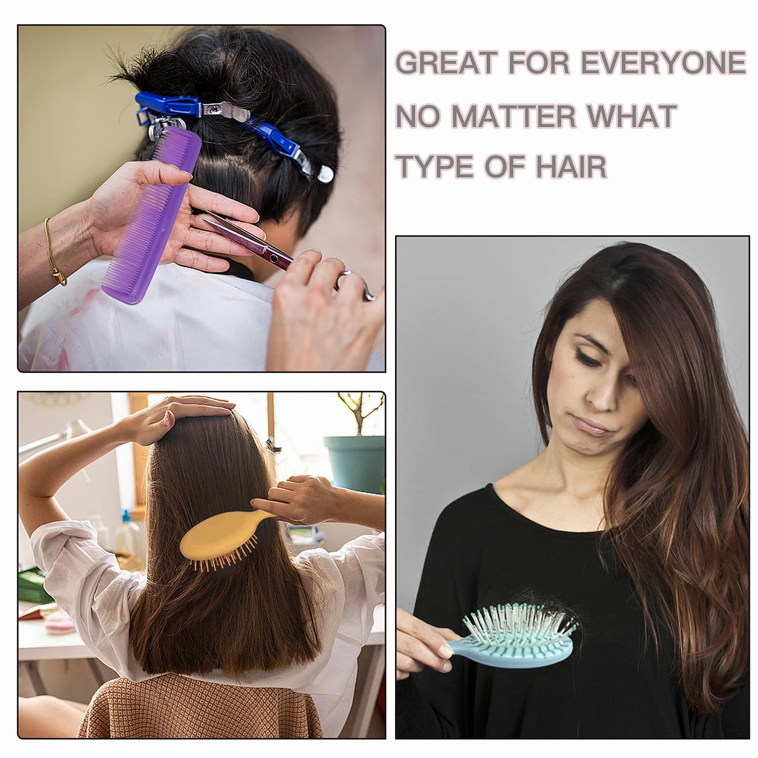 28 Pieces Mini Hair Brush, Detangling Hair Combs Set, Include 14 Travel Mini Brush for Hair 14 Fine Wide Hair Combs Wet Dry Hair for Girls Women Boys Men