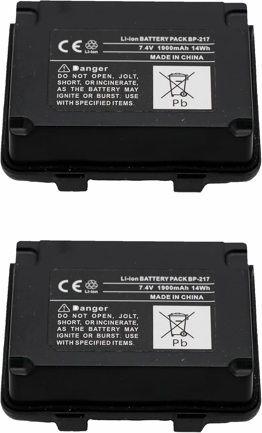 2-Pack 7.4V 1900mAh BP-217 Li-ion Radio Battery Compatible for Icom IC-80AD IC-91A IC-E80D IC-E90 IC-E91 IC-T90 IC-T91 Two Way Radio