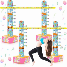 2 Pcs Easter Inflatable Limbo Party Game for Adults Kids 59 Inch Giant Easter Inflatable Outdoor Decorations Carnival Pole Game for Yard Beach Pool Classroom Egg Hunt Party