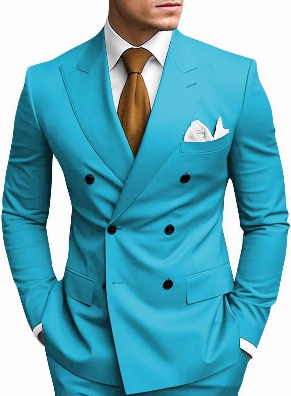 2 Piece Double Breasted Suit Men Slim Fit Mens Double Breasted Blazer Pants Sets Wedding Prom Homecoming Suit