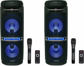 2 Rockville Go Party X10 Dual 10" Wireless Linking Bluetooth Party Speakers Mics