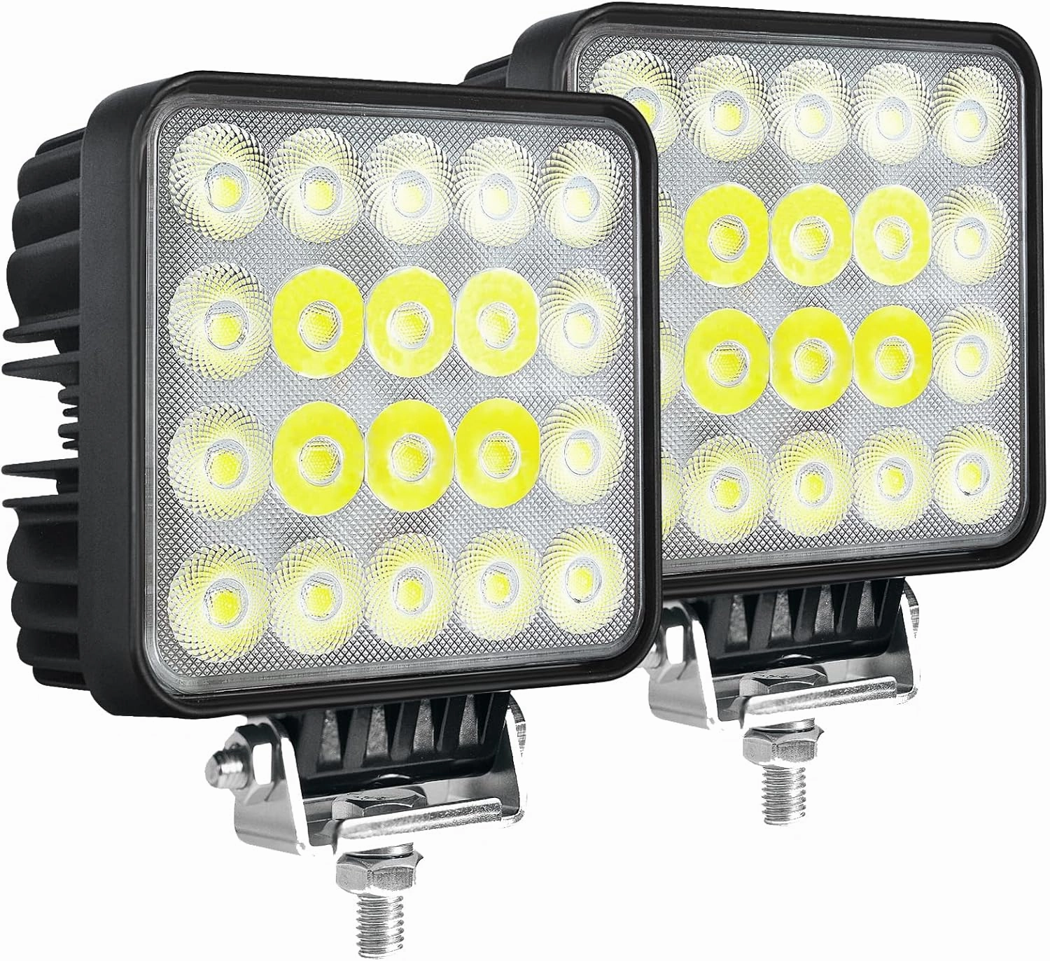 2PACK Super Bright 60W Led Work Lights,JASLITE 12v/24v 6000LM 4IN Foglights Waterproof Off Road Headlights for Heavy-Duty Equipment,Tractor,Truck,Spot Flood Combom Beam