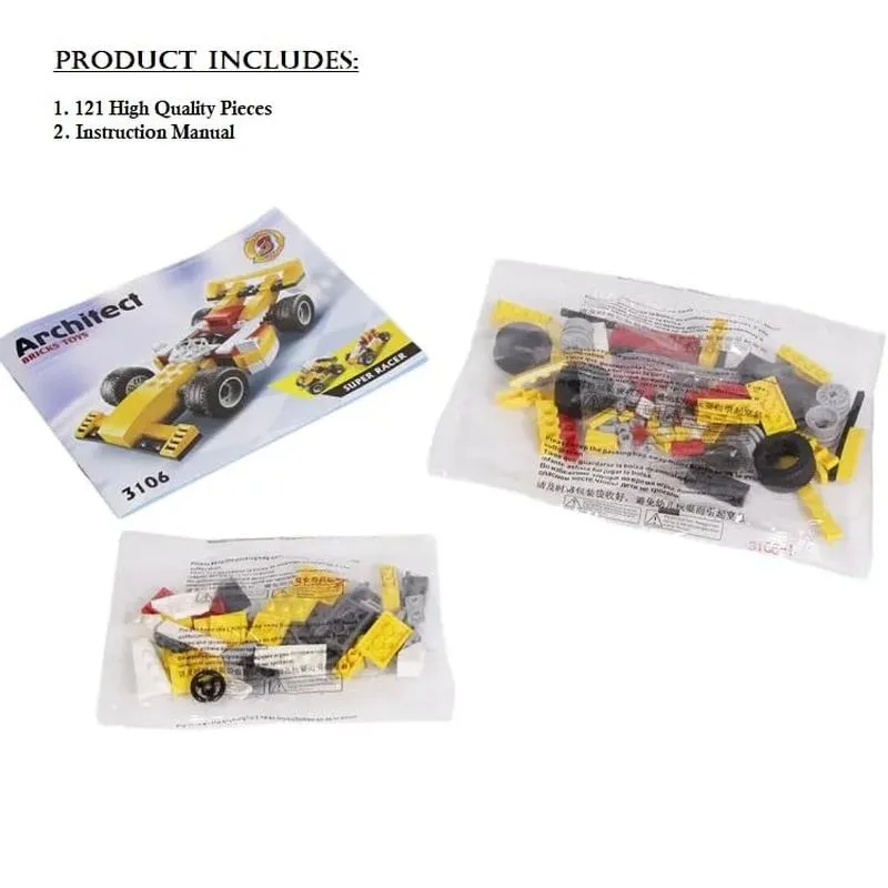 3 in 1 Architect Series Super Racer Building Set - 121 Pieces (8-12 Years)