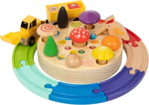 3-in-1 Montessori Wooden Toy for Toddlers 2 3 4 5 Year Old– Mushroom Size Matching Game, Magnetic Bird Catching Worms & Rainbow Train Track | Fine Motor Toys for 2-4 Year Old Boys and Girls(30 Pcs