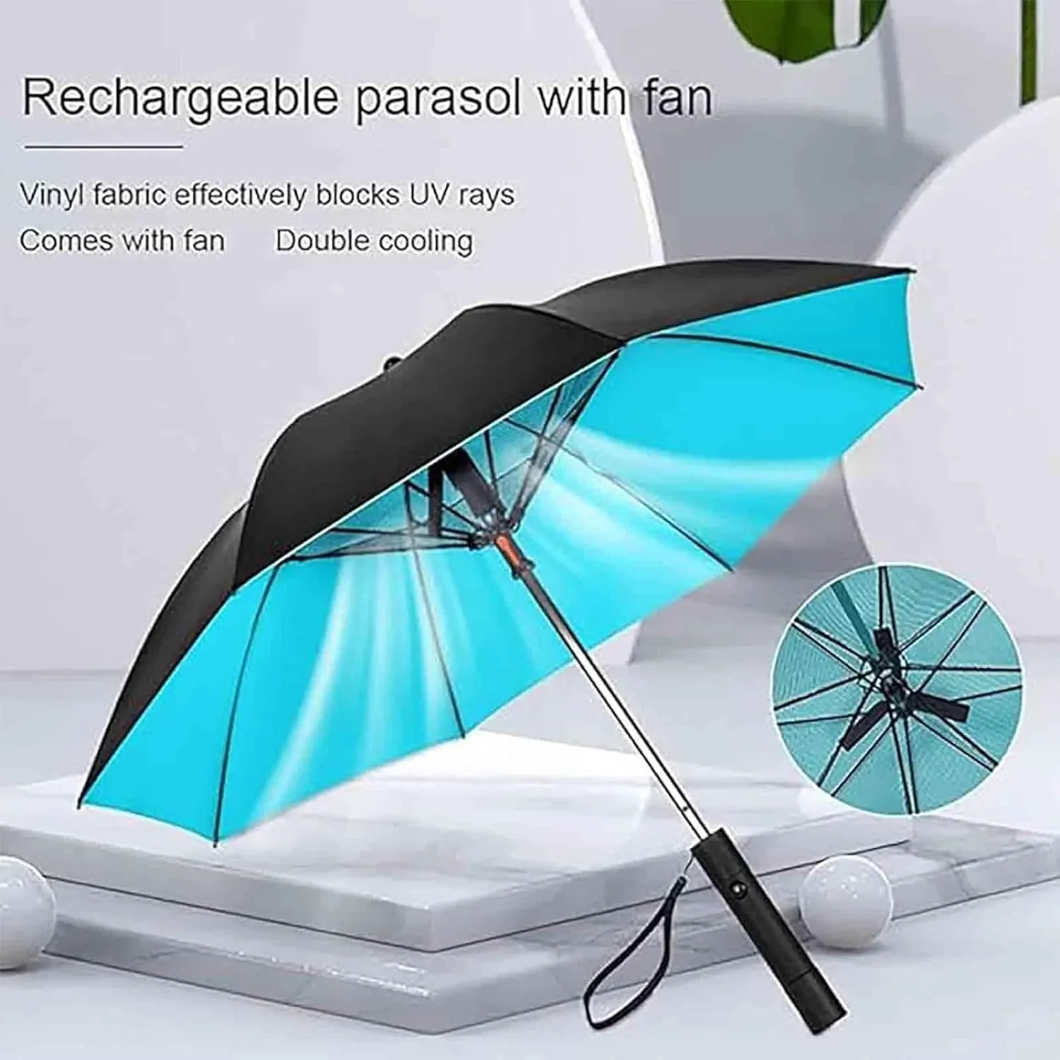 3-In-1 Parasol With Fan And Spray, Fast Cooling Fan Spray Sun Umbrellar, Uv Protection Cooling Rechargeable Parasol, Summer Outdoor Parasol