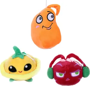 3 PCS PVZ Plant and Zombies Plush Plants Sets 1 2 Stuffed Soft Toys Orange Bean, Yellow Flying PVZ Figure Doll, Great Gifts for Boys and Girls