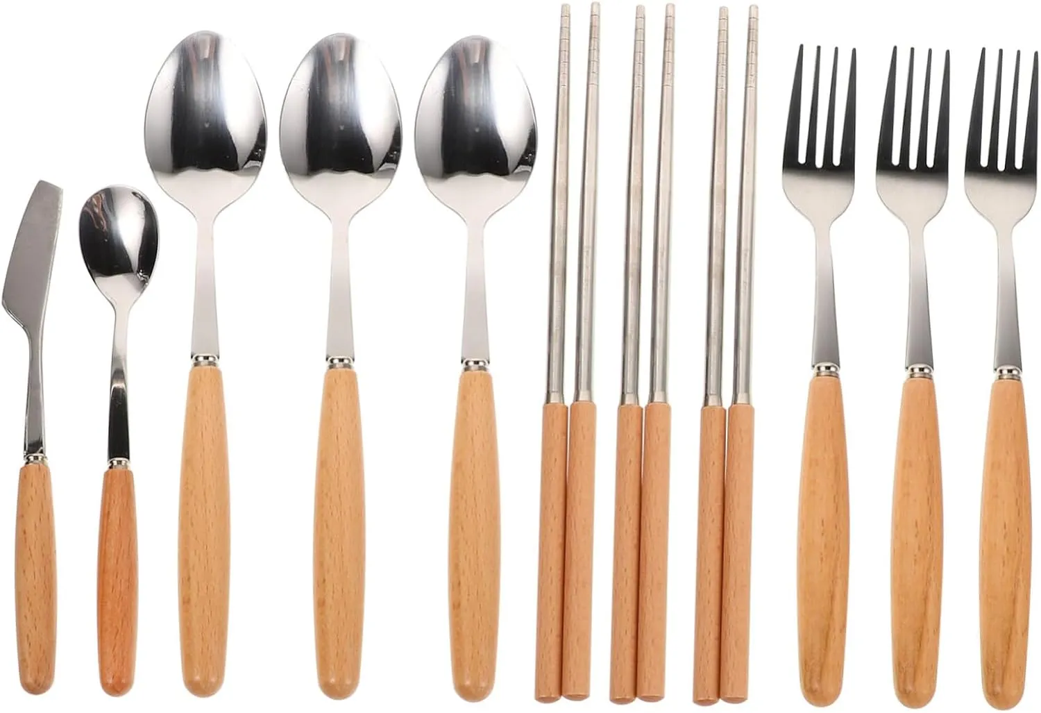 3-person Camping Utensil Set Stainless Steel Spoons Forks Compact Storage Bag for Outdoor Hiking Picnic