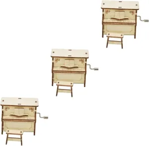3 Sets Little Piano Calendar Toy for Boys and Girls Safe Wooden Musical Box Pianos Keyboards Plaything Model