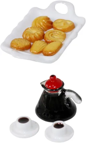 3 Sets Real-Like Mini Coffee Set Wear-Resistant Kitchen Adorable Tiny Food Perfect for Miniature Room Decor and Present