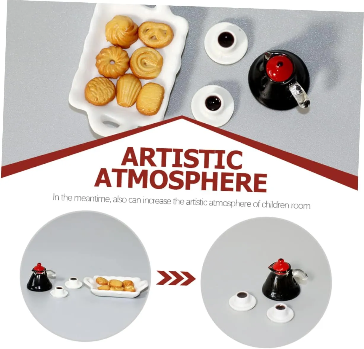 3 Sets Real-Like Mini Coffee Set Wear-Resistant Kitchen Adorable Tiny Food Perfect for Miniature Room Decor and Present