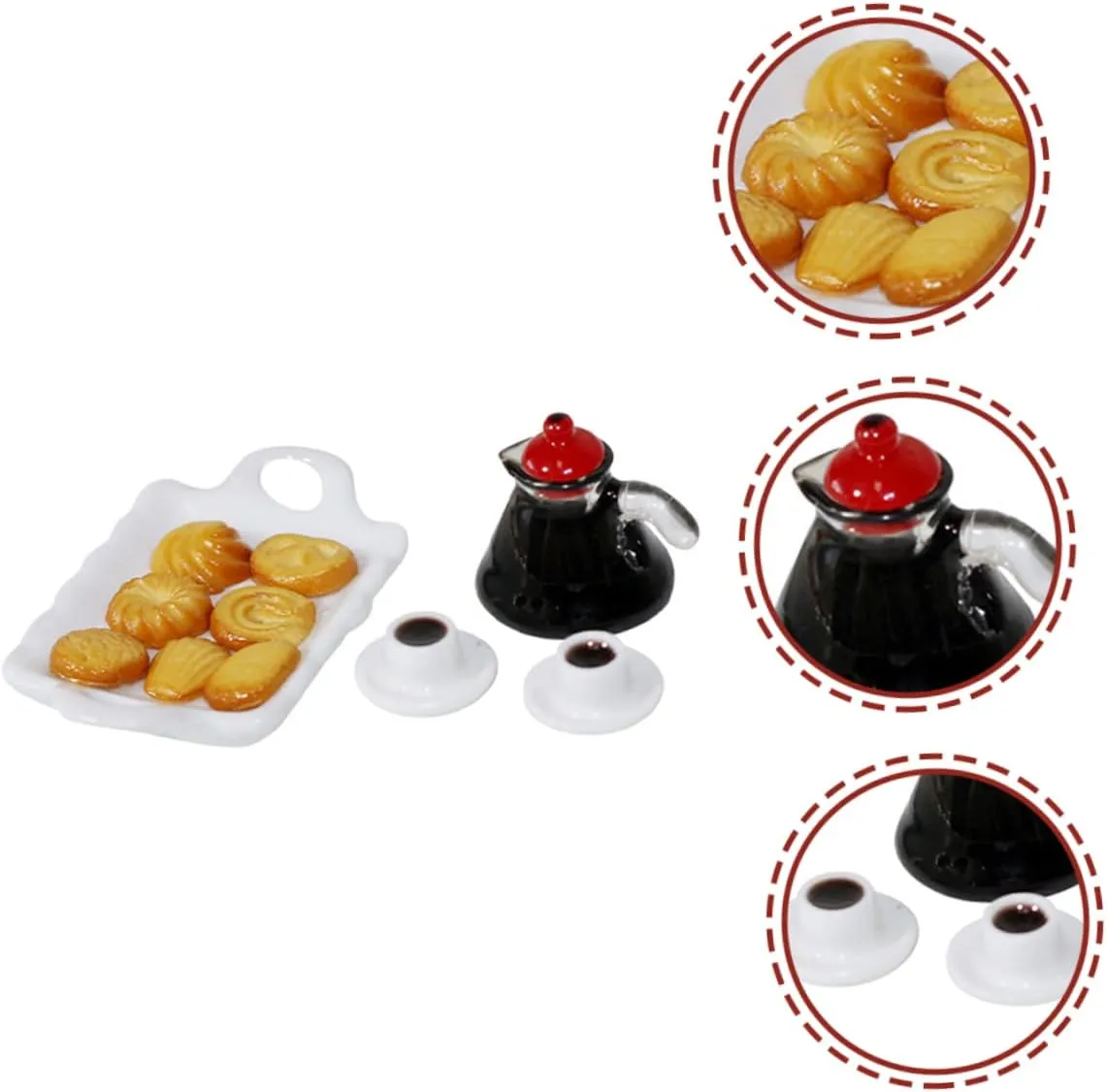 3 Sets Real-Like Mini Coffee Set Wear-Resistant Kitchen Adorable Tiny Food Perfect for Miniature Room Decor and Present