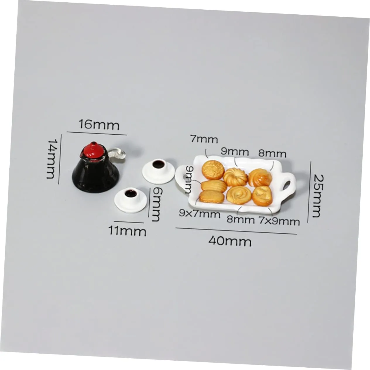 3 Sets Real-Like Mini Coffee Set Wear-Resistant Kitchen Adorable Tiny Food Perfect for Miniature Room Decor and Present