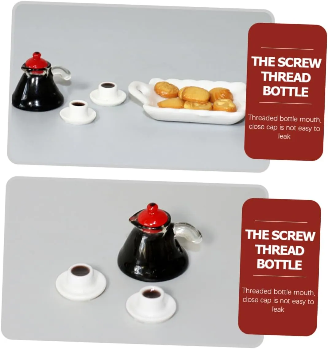 3 Sets Real-Like Mini Coffee Set Wear-Resistant Kitchen Adorable Tiny Food Perfect for Miniature Room Decor and Present