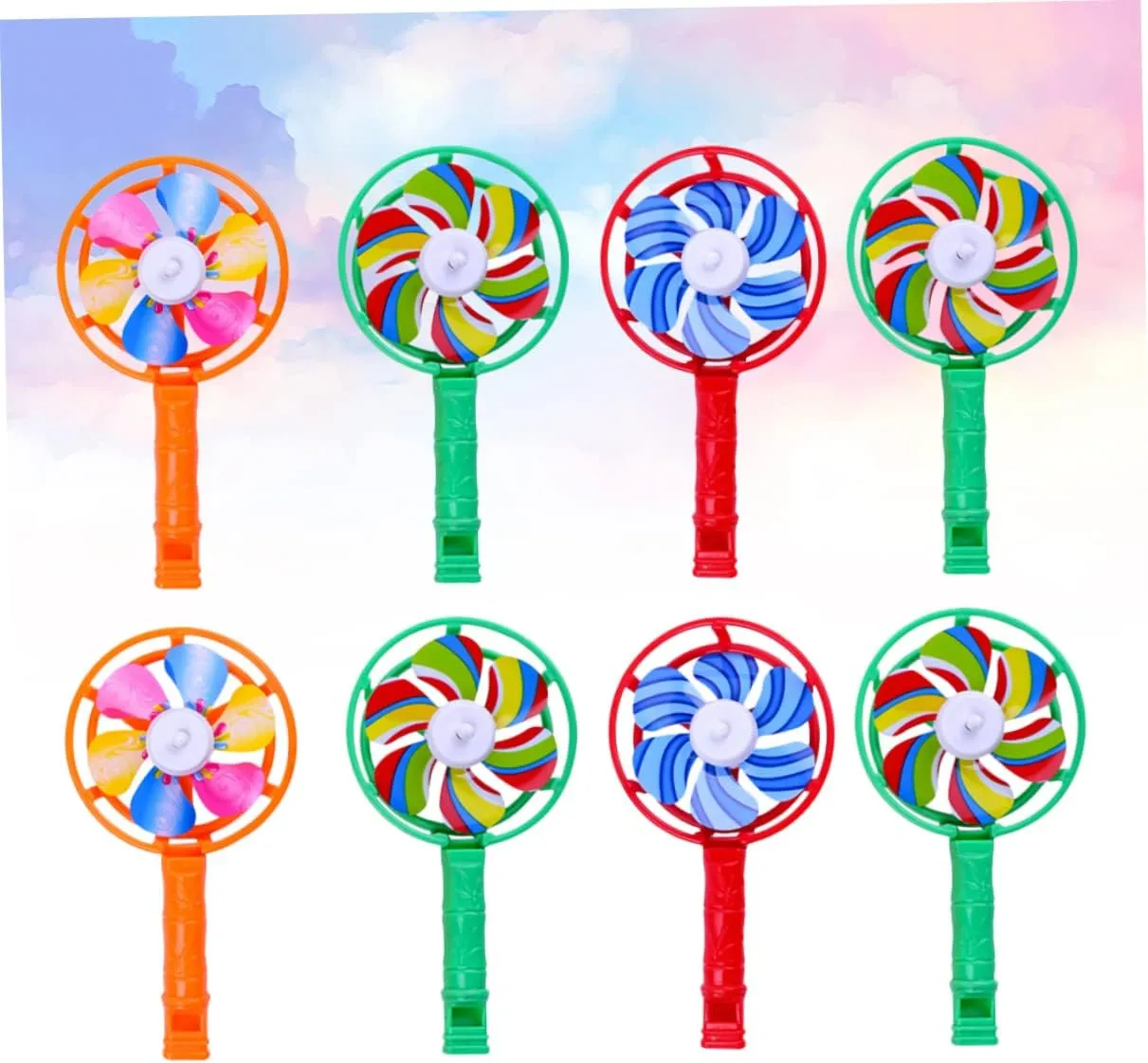 30pcs Colorful Windmill Shape Whistle Toys for Boy Girl Creative Musical Playthings Whistles for Birthdays Christmas Festivals Fun Engaging