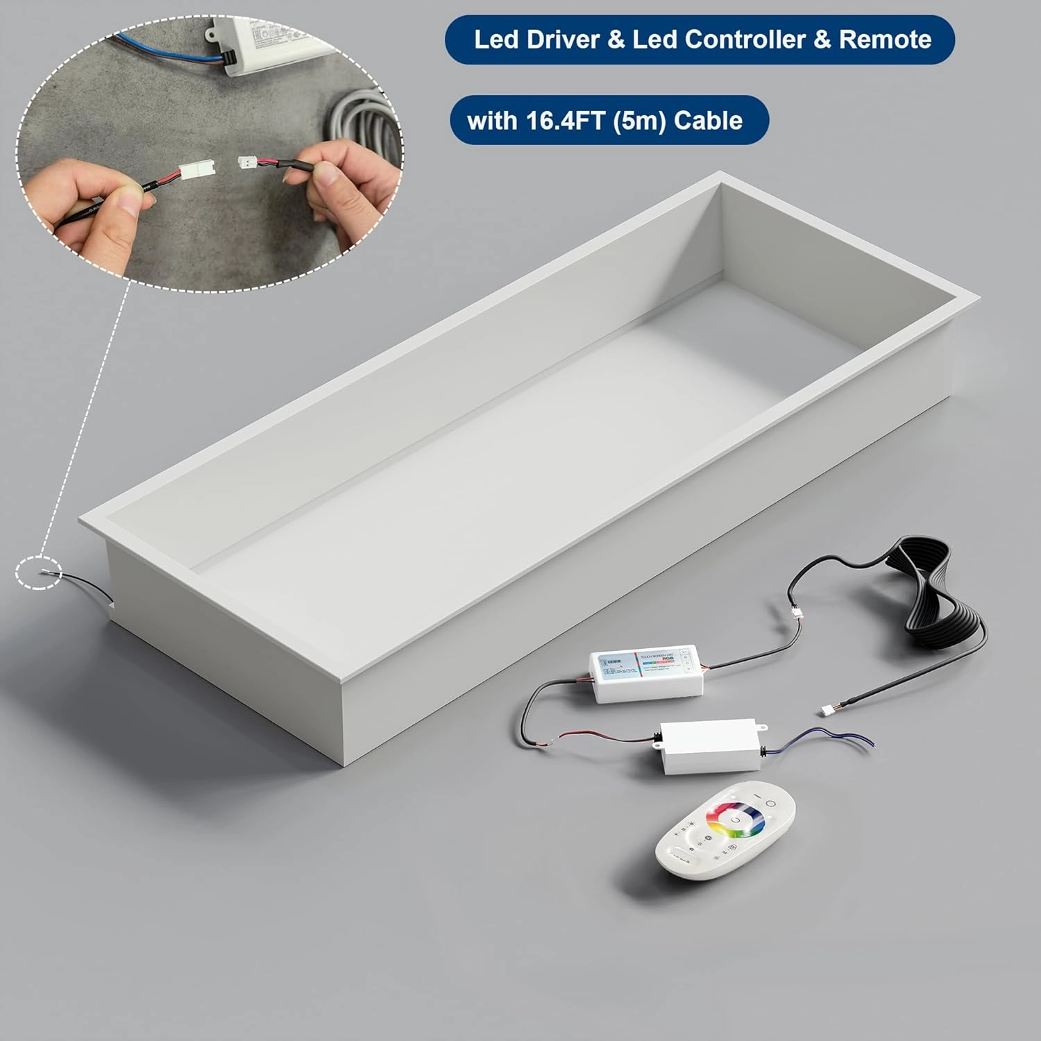 30X12 RGB Shower Niche - White Stainless Steel LED Wall Niche for Bathroom Storage, No Tile Needed Built-in Installation