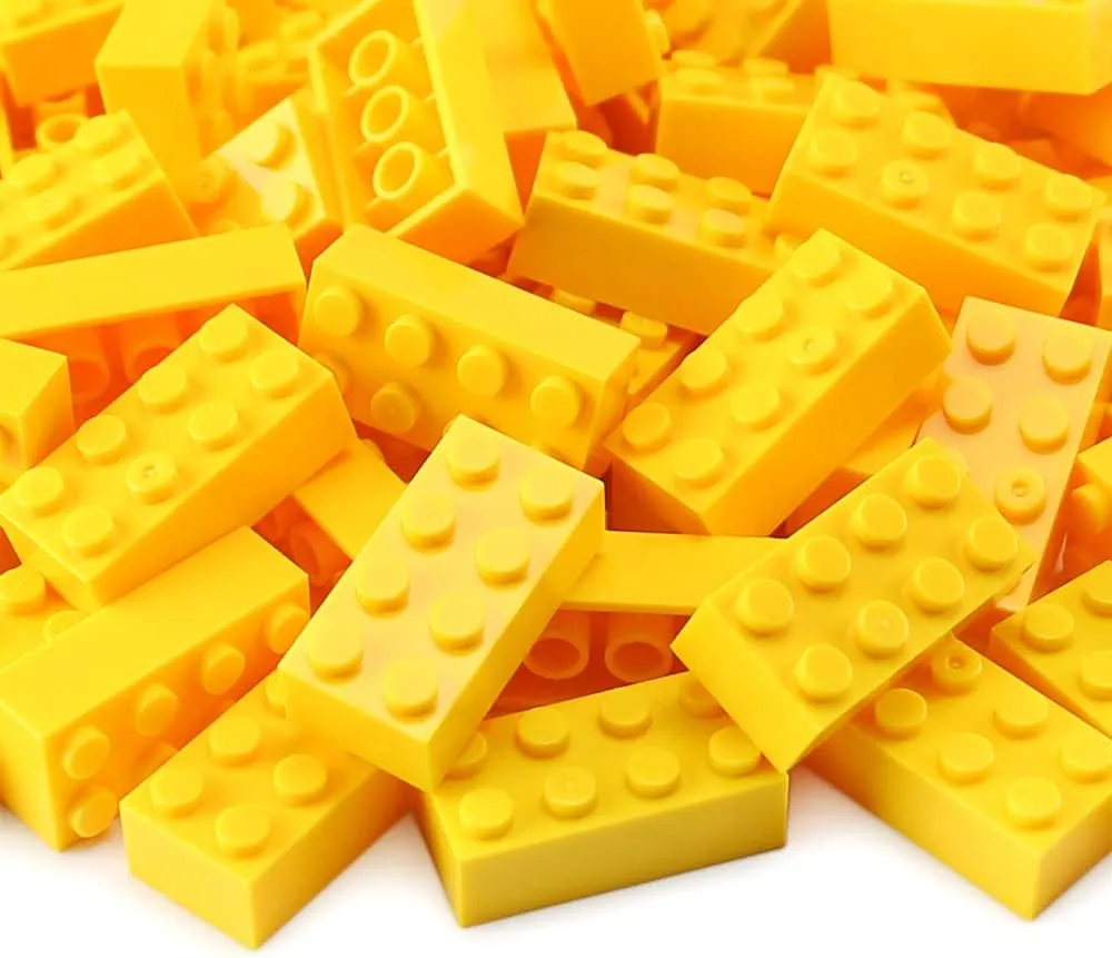320 Pieces 2x4 Yellow Bricks Building Blocks Creative Play Set Classic Basic Parts Toy Accessories Combine with 3001 Major Brick Brands (Yellow)