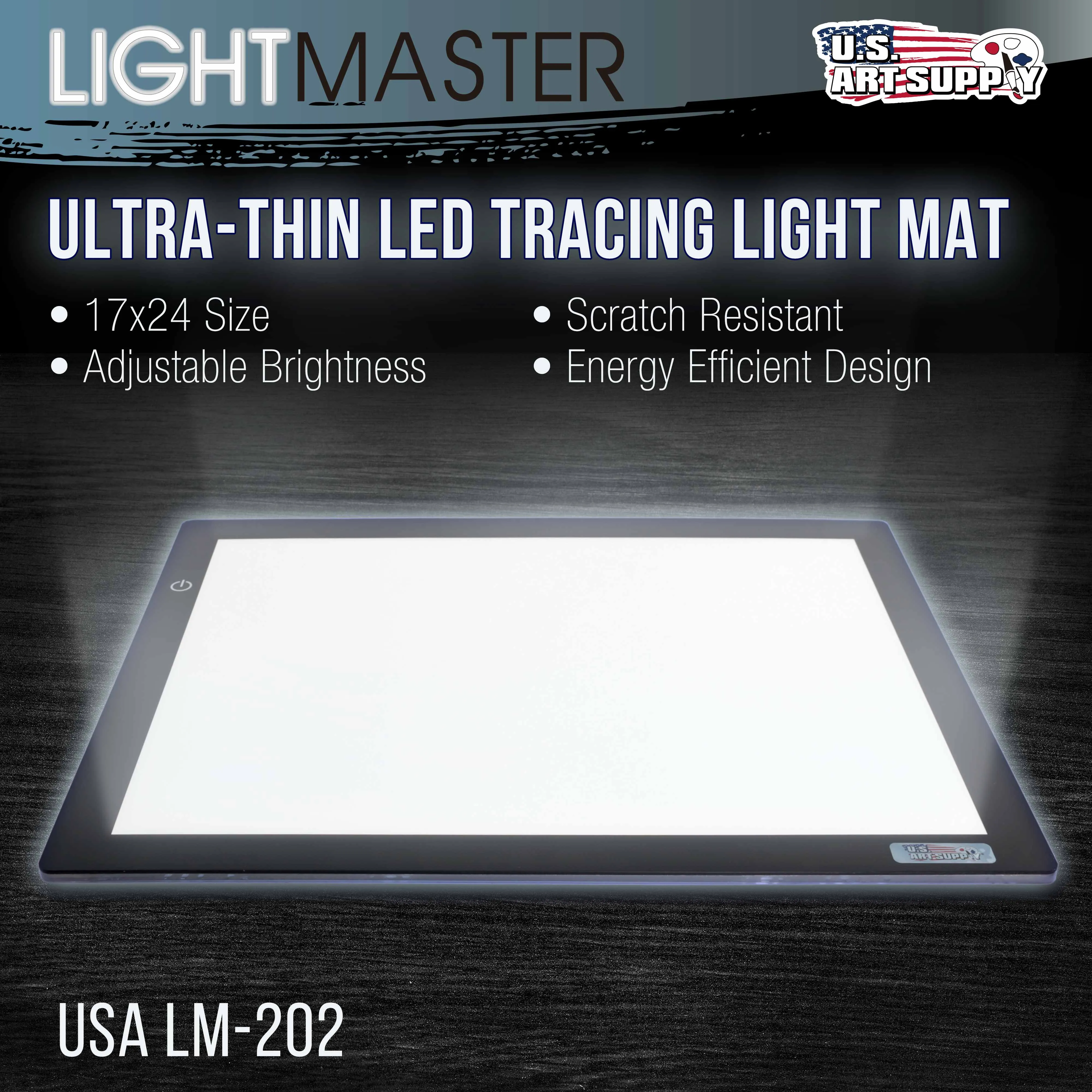 32.5" Extra Large (A2) 17"x24" LED Lightbox Board Ultra-Thin 3/8" Light Box Pad, Dimmable LED with Measuring Overlay Grid & Circle Template/Protractor