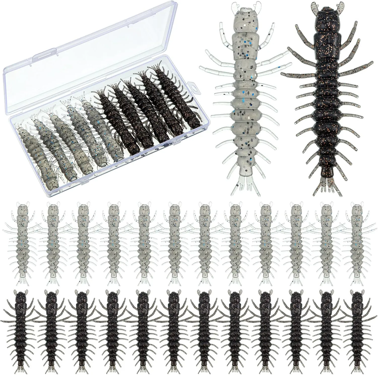 36 Pcs Hellgrammite Fishing Lures 3 Inch Soft Plastic Hellgrammite Fly Realistic Fishing Bait Artificial for Freshwater