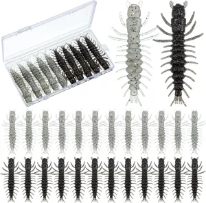 36 Pcs Hellgrammite Fishing Lures 3 Inch Soft Plastic Hellgrammite Fly Realistic Fishing Bait Artificial for Freshwater