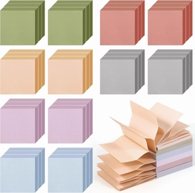 36Pads Pop Up Sticky Notes, Accordion Sticky Notes 3x3 Refills Vintage Color Sticky Note 1800 Sheets Adhesive Memo Note Popup Post Stickies Pop Up Notes for Dispenser Home Office School Meeting