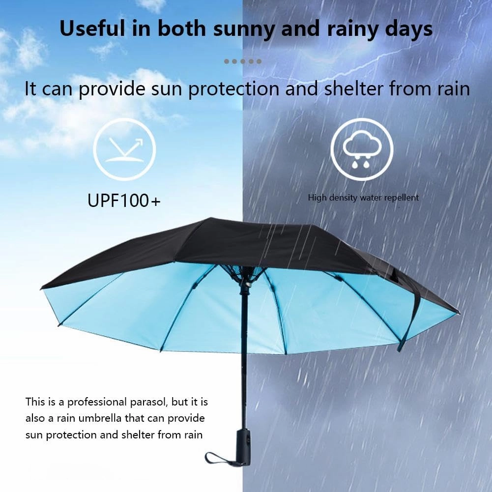 3 in 1 Umbrella with Fan,Uv Blocking Umbrella with Fan,Portable Fan Umbrella with Uv Protection,USB Rechargeable Summer Sunshade,2600mah USB Rechargeable,for Golf Beach Patio Garden