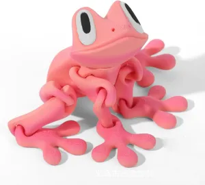 3D Printed 7.92-inch Magnet Frog Toy, Articulated 3D Printed Animals Toys, Can be Used for Refrigerator/Car Decoration. (Pink)