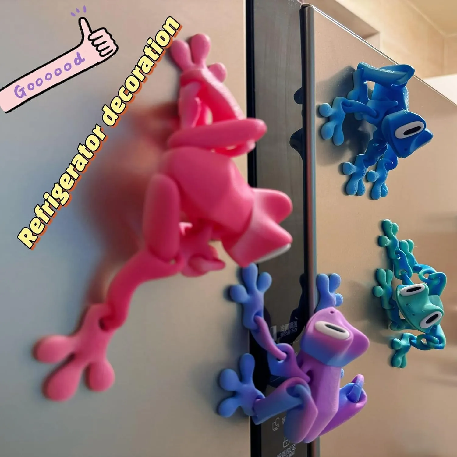 3D Printed 7.92-inch Magnet Frog Toy, Articulated 3D Printed Animals Toys, Can be Used for Refrigerator/Car Decoration. (Pink)