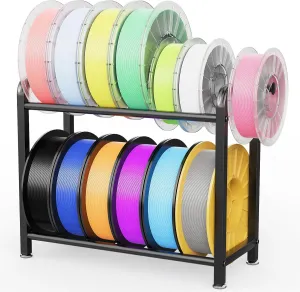 3D Printer Filament Storage Rack, 2-Tier Desktop Organizer for PLA/PETG/TPU/ABS Filament Rack with Spool Hook, 3D Printer Accessories Compact Spool Holder for 3D Printing Studios, Offices, Workshops