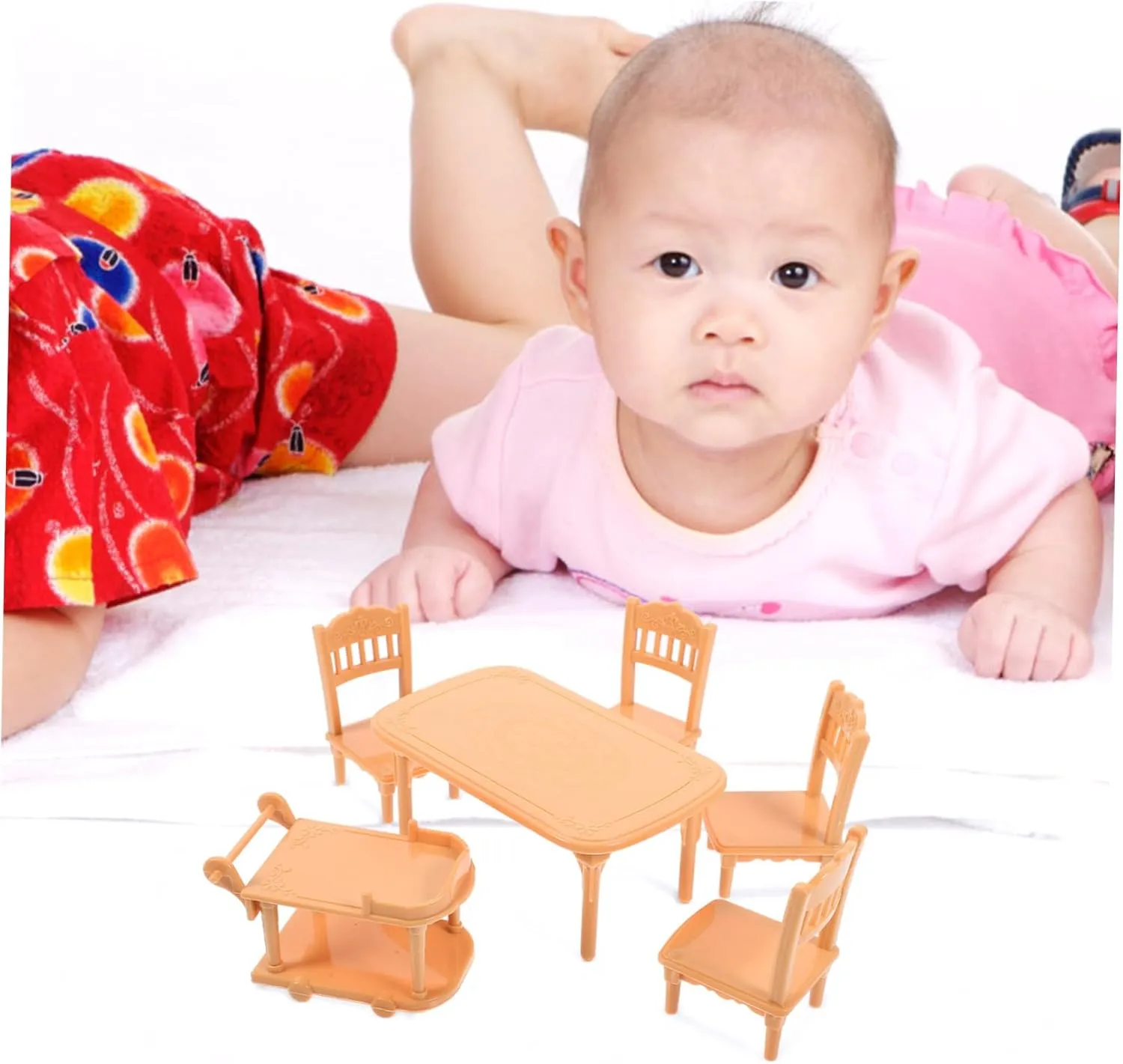 3sets Dollhouse Miniature Dining Table Chair Set Plastic Furniture for Doll House Decor Compact Design for Creative Play for Dining Room Scenes and Crafting