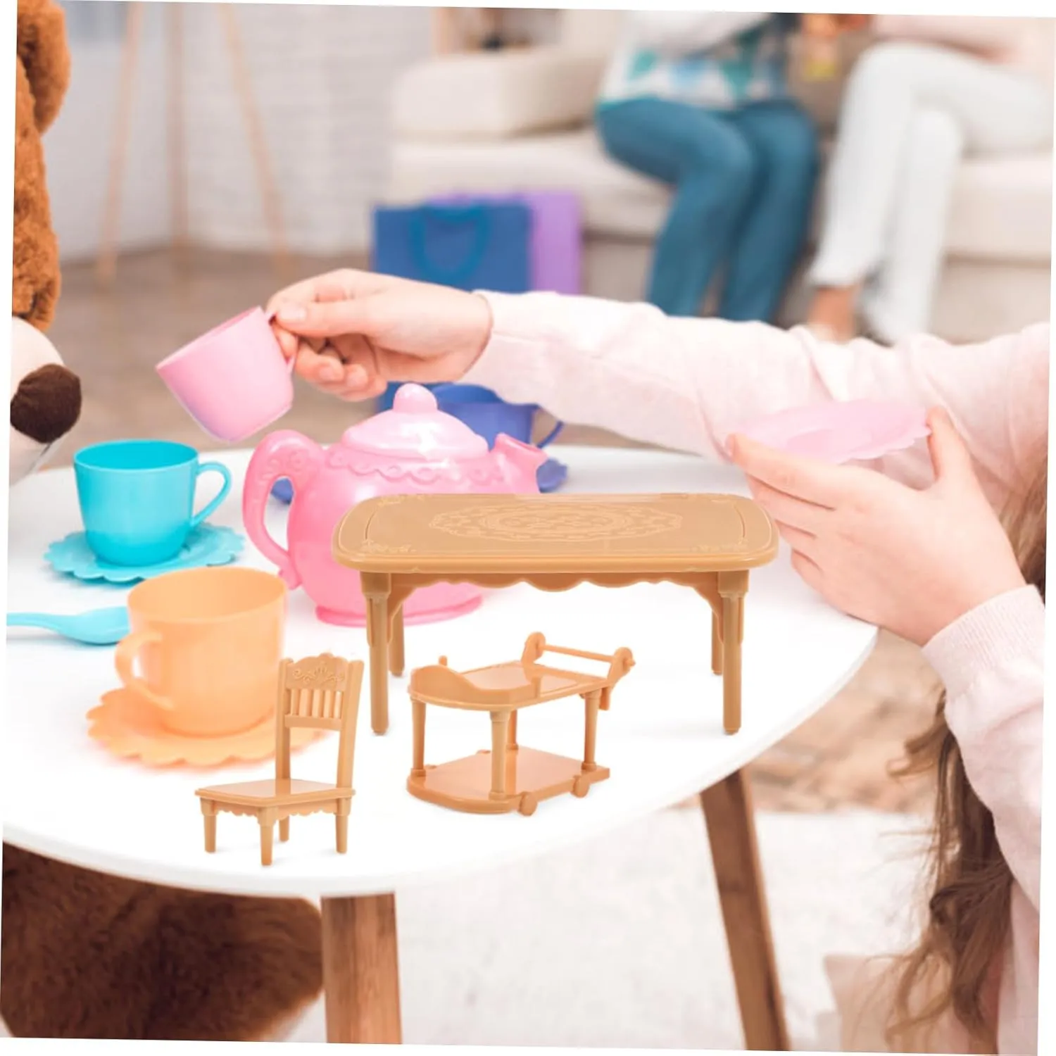 3sets Dollhouse Miniature Dining Table Chair Set Plastic Furniture for Doll House Decor Compact Design for Creative Play for Dining Room Scenes and Crafting