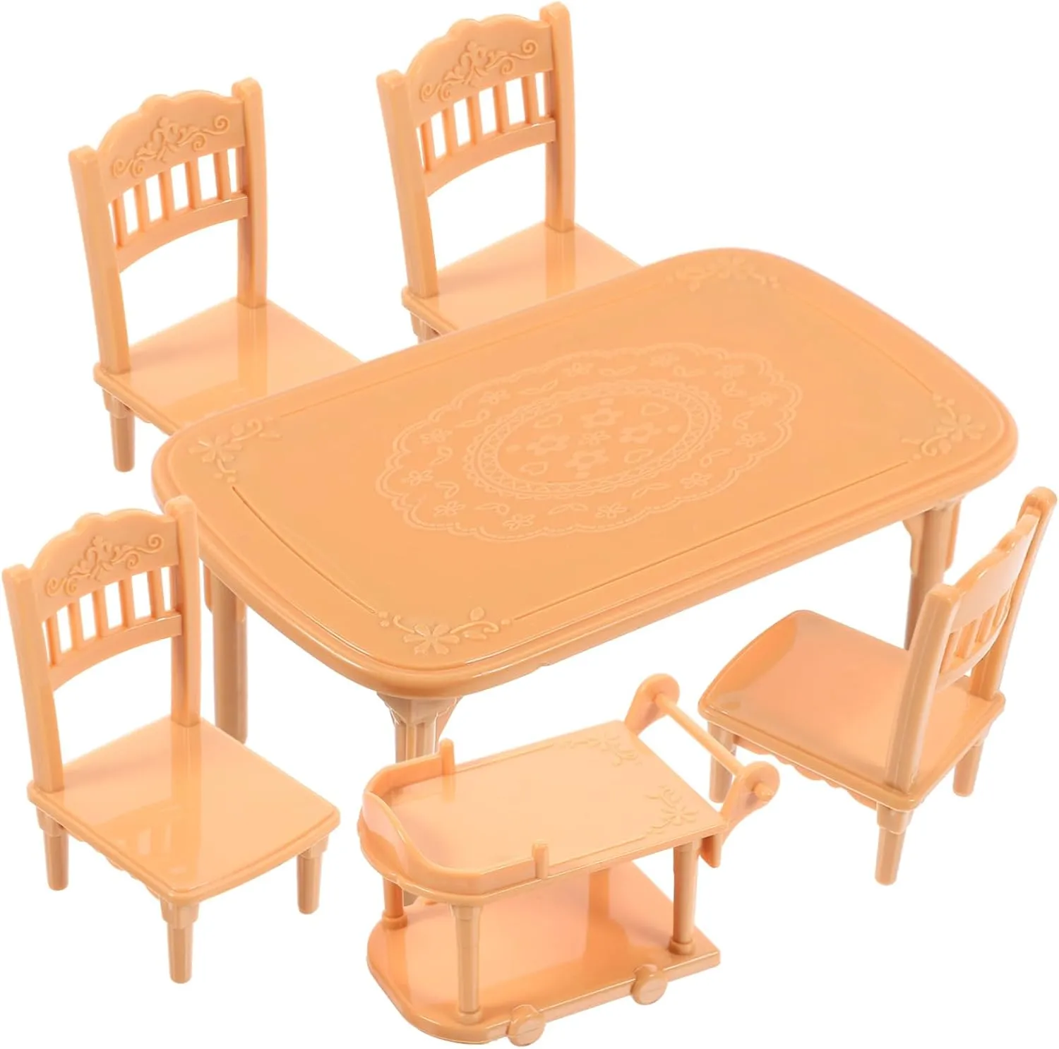 3sets Dollhouse Miniature Dining Table Chair Set Plastic Furniture for Doll House Decor Compact Design for Creative Play for Dining Room Scenes and Crafting