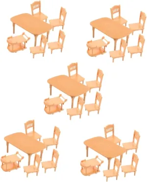 3sets Dollhouse Miniature Dining Table Chair Set Plastic Furniture for Doll House Decor Compact Design for Creative Play for Dining Room Scenes and Crafting