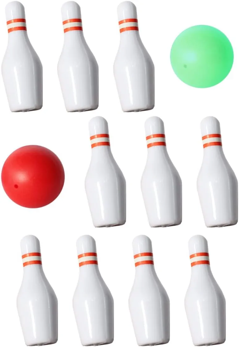 3sets Miniature Bowling Set Dollhouse Bowling Decoration Safe Materials Indoor Play Develops Imagination Hands Skills for Miniature Crafts