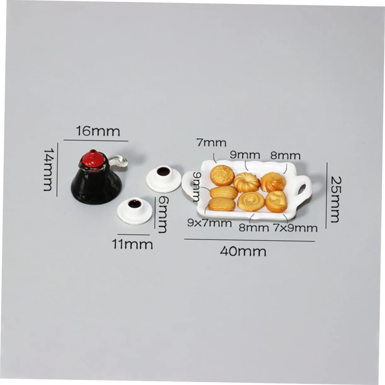 3sets Miniature Food Decorative Tiny Coffee Set of Adorable Kitchen Accessories for Dollhouse Includes Coffee Cups Tray for Mini House Decoration