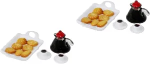 3sets Miniature Food Decorative Tiny Coffee Set of Adorable Kitchen Accessories for Dollhouse Includes Coffee Cups Tray for Mini House Decoration