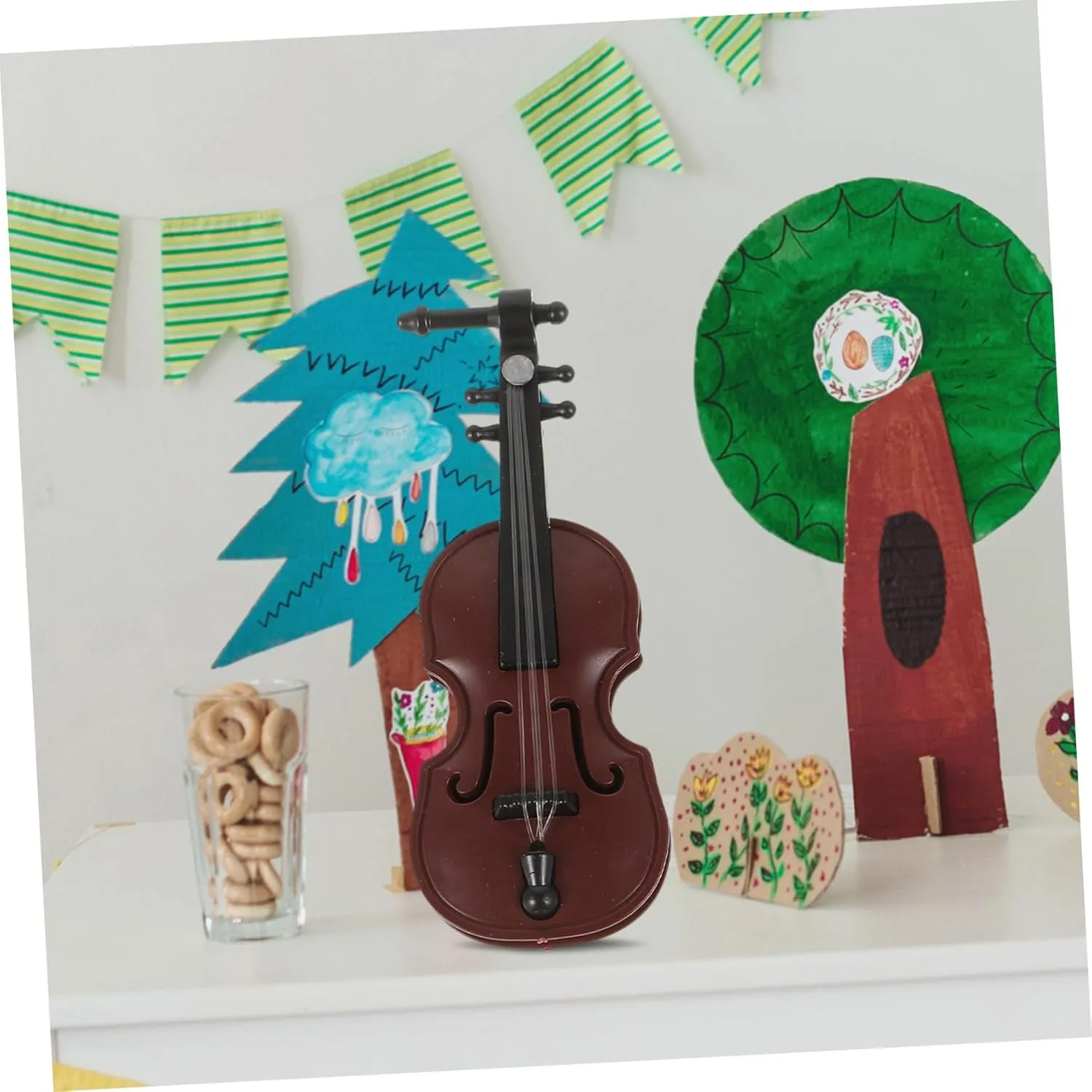 3sets Miniature Instrument Dollhouse Decoration Accessories for Piano Violin and Drum Scenes Wear-Resistant Musical Models for Creative Layouts and Displays
