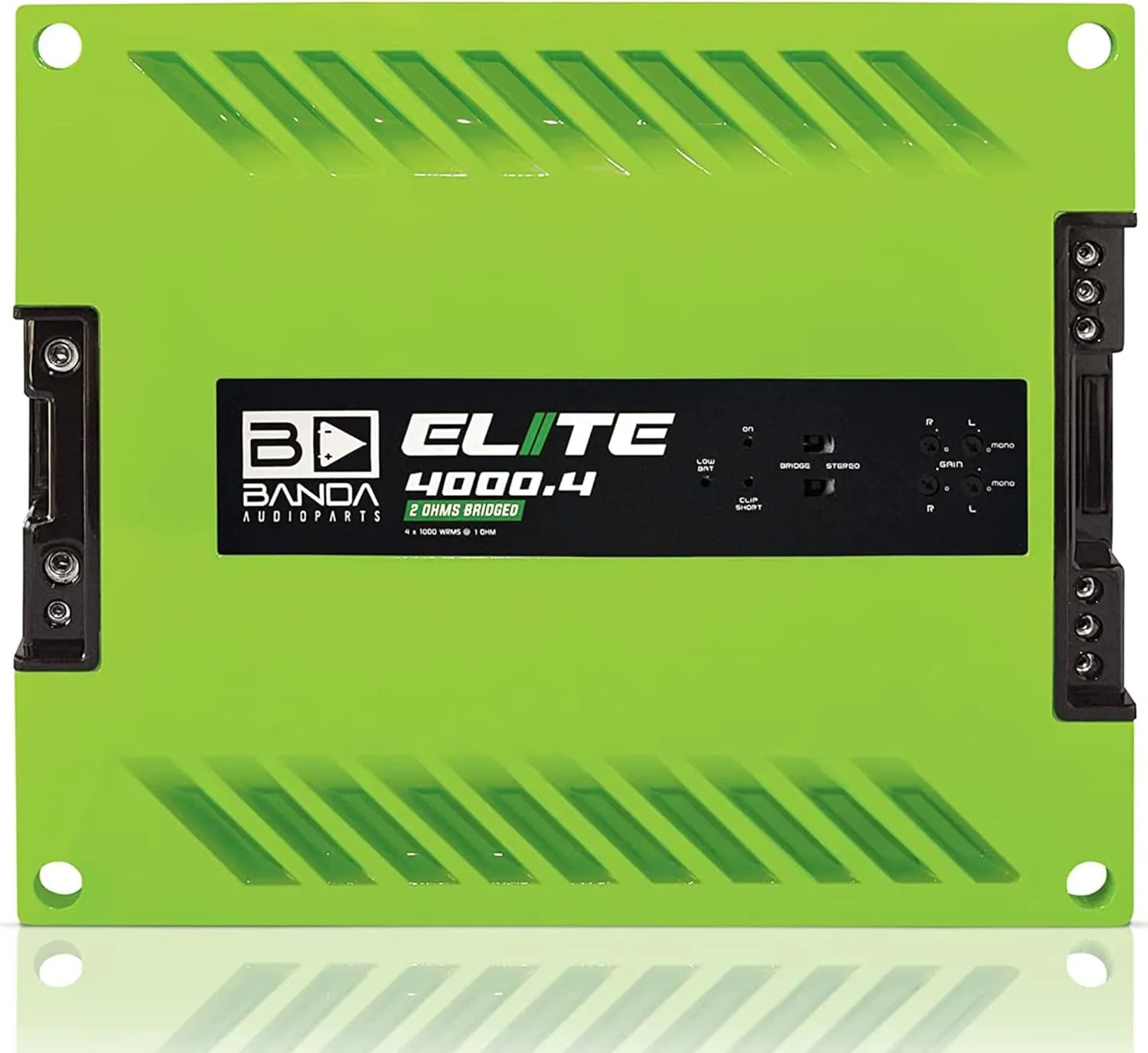 4-Ch. Vehicle Audio Bass Amplifier - 1000W High-Powered Mono Bass Amplifier w/Subsonic Filter & Low Pass Filter Stable at 2ohm, LED Indicators, Sound Specialization, Green - BANDA 4000.42OHMGREEN